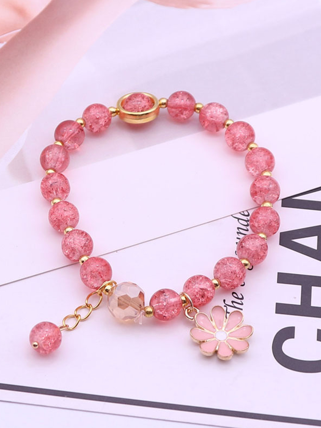 YouBella Jewellery Floral Bracelet for Girls and Women (Pink)